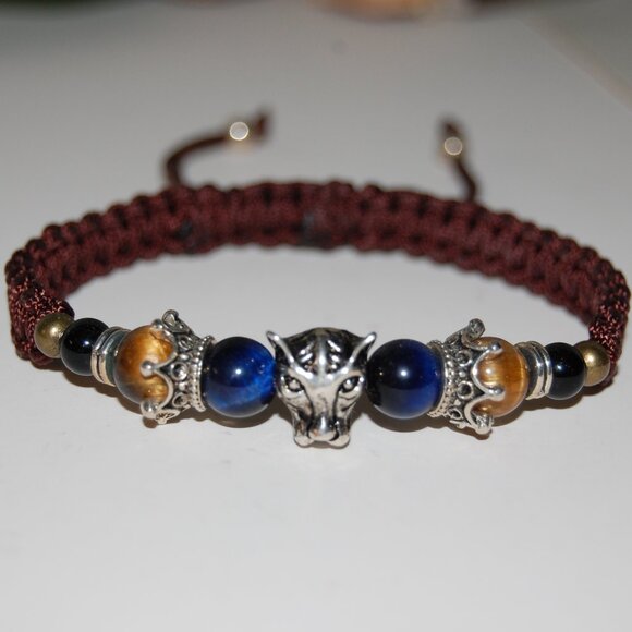 Tiger Bracelet,Blue Eye Beads,Tiger Drawstring Bracelet - Picture 2 of 2